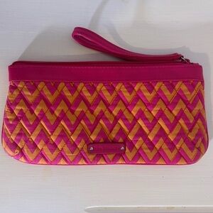 Vera Bradley Pink and Orange Zigzag Wristlet